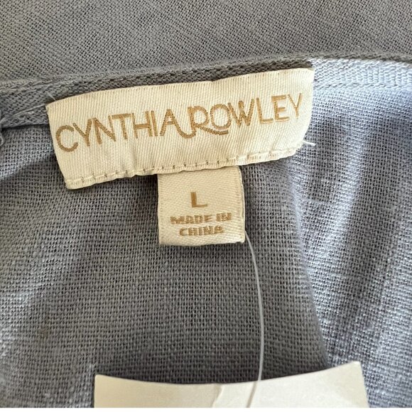 Cynthia Rowley NEW Linen Blend Flutter Sleeve Maxi Dress In Light Blue Size L - Picture 12 of 13